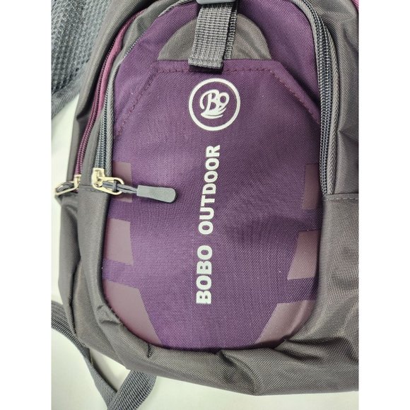 Bobo Outdoor Back Pack Style Shoulder Bag 14"x9" Purple & Grey - Picture 2 of 4